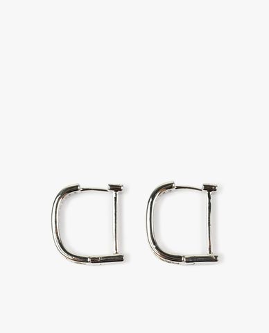  CECI - Khuyên tai nữ dáng chữ D nạm đá nổi bật 