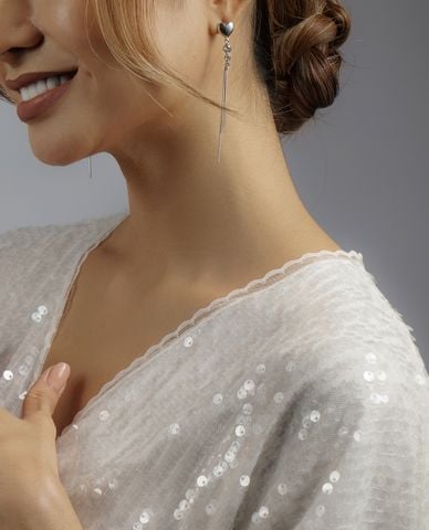  CECI - Khuyên tai nữ dáng thả phối mặt trái tim nữ tính 