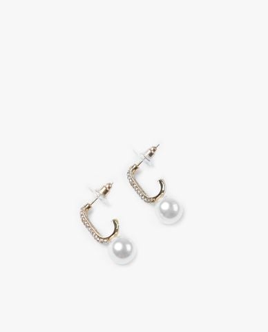  CECI - Khuyên tai nữ dạng hở đính đá phối ngọc trai 