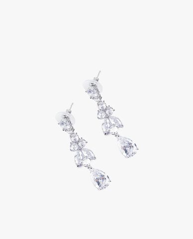  CECI - Khuyên tai nữ dáng thả hình chiếc lá phối đá lấp lánh 