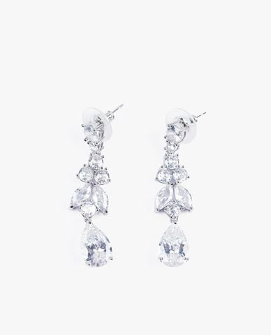  CECI - Khuyên tai nữ dáng thả hình chiếc lá phối đá lấp lánh 