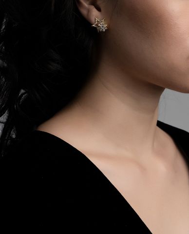  CECI - Khuyên tai nữ hình ngôi sao đính đá lấp lánh 