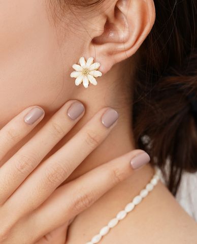  CECI - Khuyên tai nữ xỏ lỗ thiết kế bông hoa lớn thời trang 