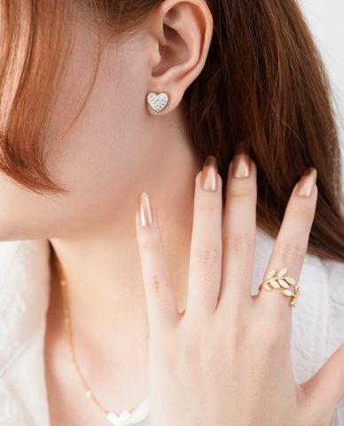  CECI - Khuyên tai nữ hình trái tim đính đá thời trang 