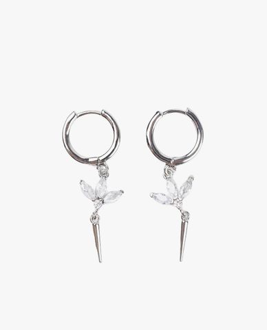  CECI - Khuyên tai nữ khoen tròn dáng thả đính đá 