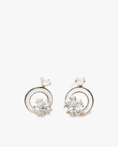  CECI - Khuyên tai nữ tròn phối hoa đính đá điệu đà 