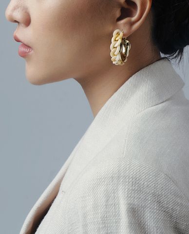  CECI - Khuyên tai nữ khoen tròn mắc xích thời trang 