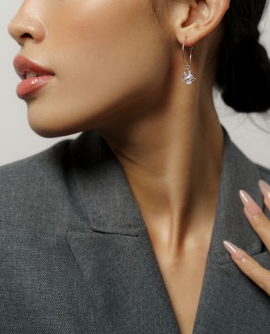  CECI - Khuyên tai nữ khoen tròn phối hình trái tim 