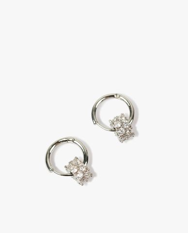  CECI - Khuyên tai tròn phối charm dạng trụ đính đá độc đáo 