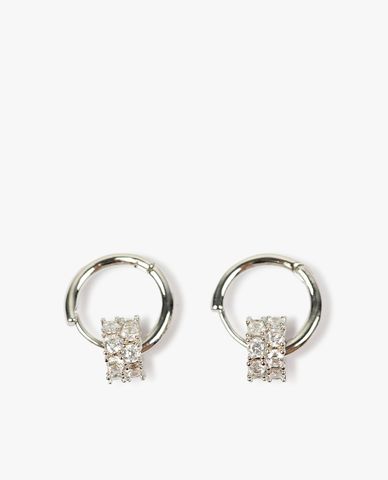  CECI - Khuyên tai tròn phối charm dạng trụ đính đá độc đáo 