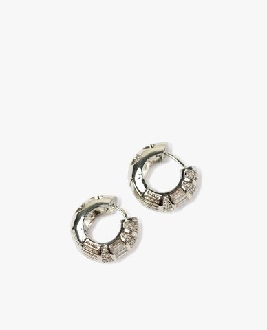  CECI - Khuyên tai dáng tròn bản vừa nạm đá nổi bật 