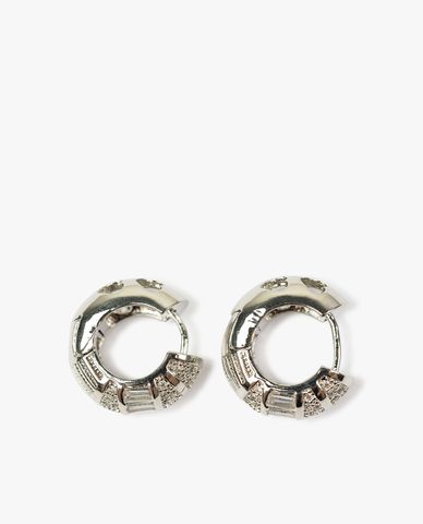  CECI - Khuyên tai dáng tròn bản vừa nạm đá nổi bật 