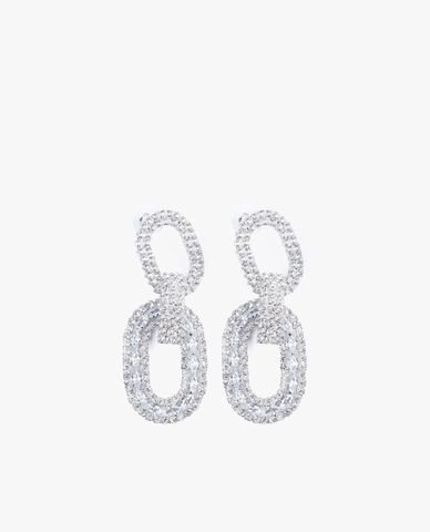  CECI - Khuyên tai nữ dáng xỏ mắt xích đính đá lấp lánh 