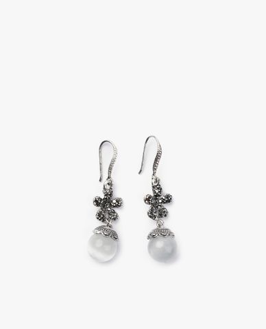  CECI - Khuyên tai nữ dáng thả hình cánh hoa phối hạt ngọc thời trang 