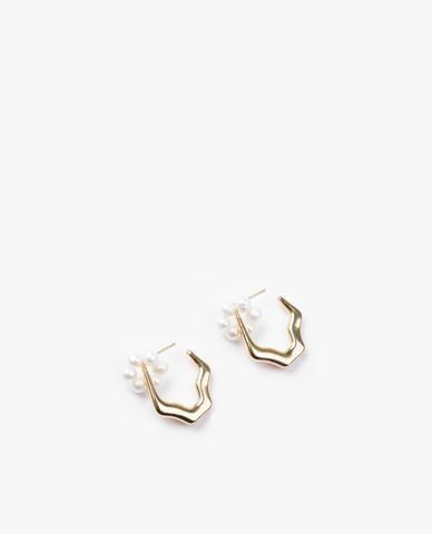  CECI - Khuyên tai nữ khoen hở phối chuỗi hạt sang trọng 