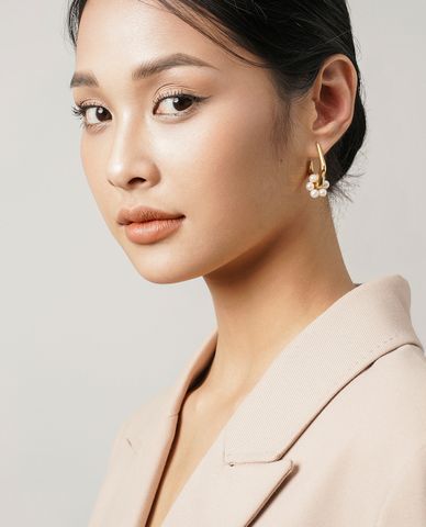  CECI - Khuyên tai nữ khoen hở phối chuỗi hạt sang trọng 