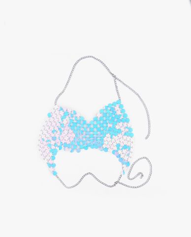  CECI - Áo croptop nữ cổ yếm đính hạt lấp lánh 