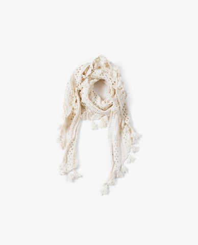  CECI - Khăn choàng nữ phom tam giác phối tua rua thời trang 