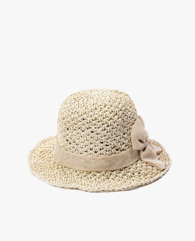  CECI - Nón rộng vành nữ đan thưa thắt nơ nữ tính 