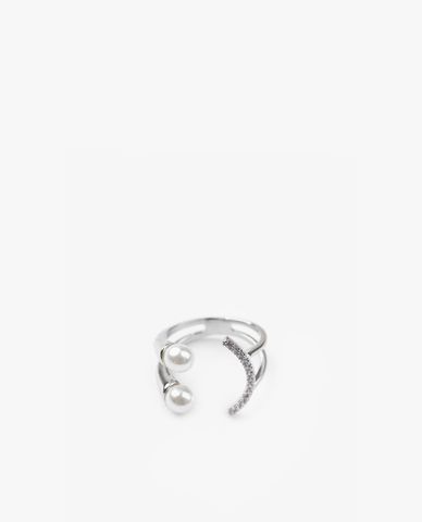  CECI - Nhẫn nữ dáng hở hai vòng phối ngọc trai sang trọng 