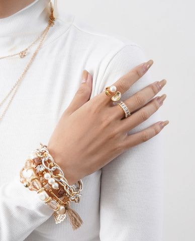  CECI - Nhẫn nữ dáng hở phối thiết kế đá lấp lánh 