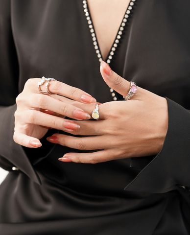  CECI - Nhẫn nữ hai vòng phối đính đá thời trang 