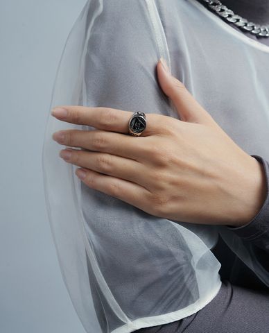  CECI - Nhẫn bạc nữ mặt tròn điêu khắc tinh tế 