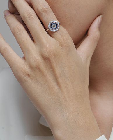  CECI - Nhẫn nữ mặt tròn lớn đính đá cá tính 