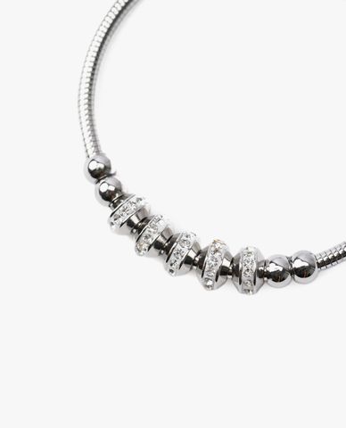  CECI - Vòng đeo tay nữ dây kim loại tròn phối charm đính đá 