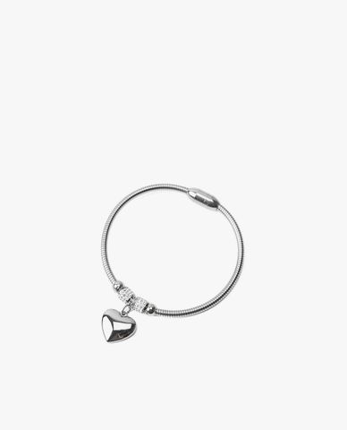  CECI - Vòng đeo tay nữ dây kim loại tròn phối mặt trái tim 