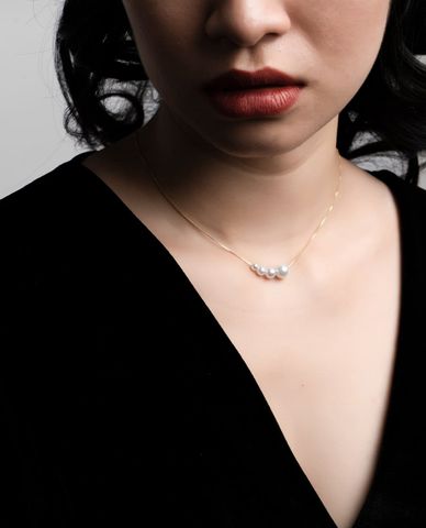  CECI - Dây chuyền nữ sợi mảnh mặt ngọc trai sang trọng 