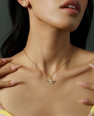  CECI - Vòng cổ nữ mặt trái tim đôi đính đá thời trang 