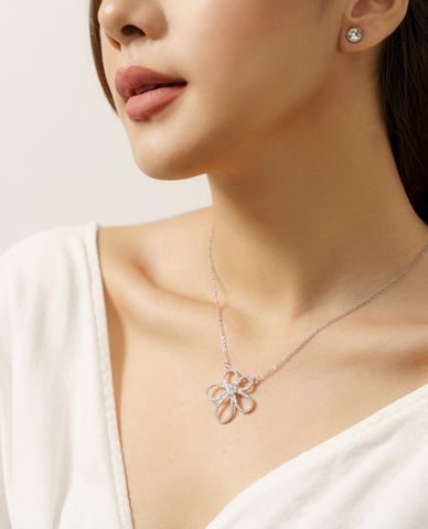  CECI - Dây chuyền nữ mặt hình bông hoa đính đá lấp lánh 
