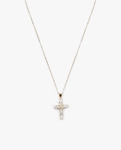  CECI - Vòng cổ nữ sợi mảnh phối mặt hình thánh giá đính đá thời trang 