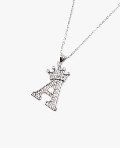  CECI - Vòng cổ nữ chuỗi xích mặt chữ A đính đá 