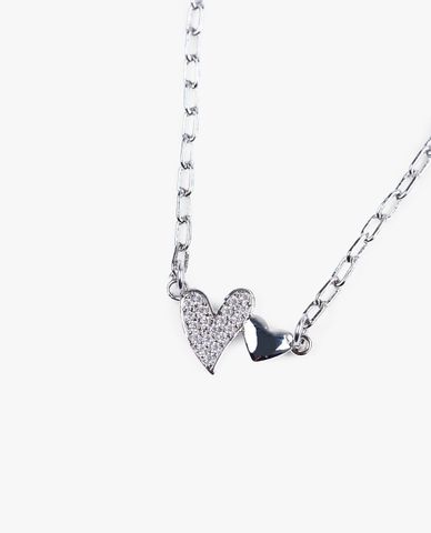  CECI - Vòng cổ nữ dáng mảnh phối mặt trái tim đôi nổi bật 