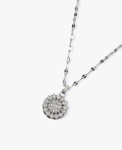  CECI - Vòng cổ bản mảnh phối mặt tròn đính đá nổi bật 