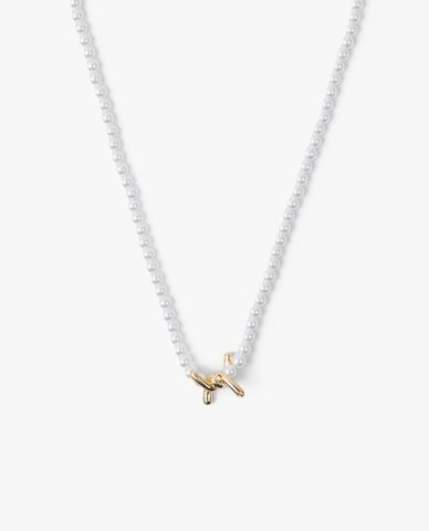  CECI - Vòng cổ nữ chuỗi hạt ngọc trai phối mặt kim loại sang trọng 