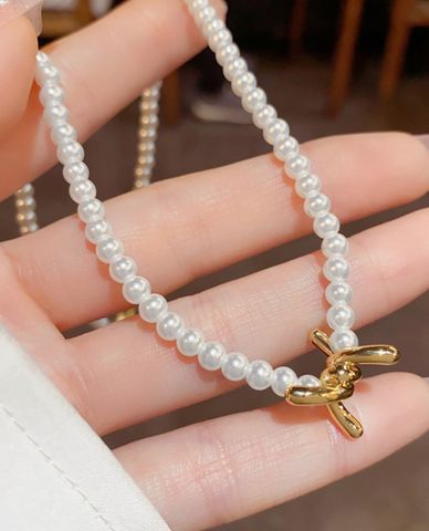  CECI - Vòng cổ nữ chuỗi hạt ngọc trai phối mặt kim loại sang trọng 