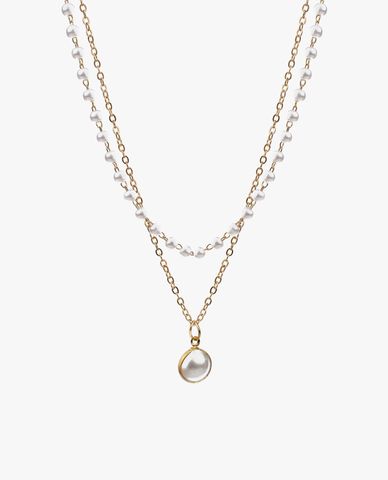  CECI - Dây chuyền nữ 2 tầng phối chuỗi hạt ngọc thời trang 