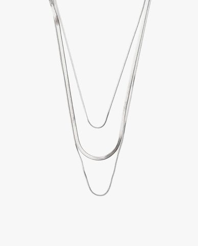  CECI - Vòng cổ nữ ba tầng dây kim loại trơn hiện đại 