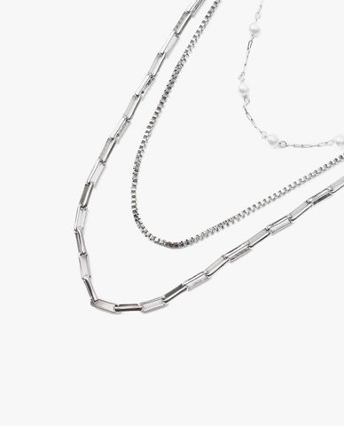  CECI - Vòng cổ nữ ba tầng chuỗi mắc xích cá tính 