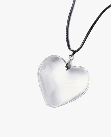  CECI - Vòng cổ nữ dây bện phối mặt trái tim trong suốt 