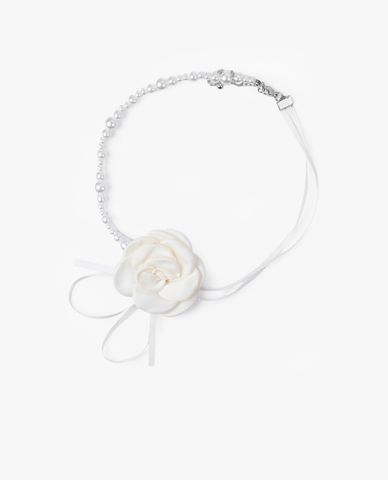  CECI - Vòng cổ nữ choker hoa hồng phối ngọc trai thanh lịch 