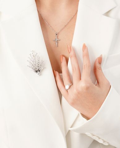  CECI - Ghim cài áo nữ hình khóm hoa đính đá 