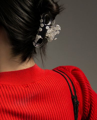  CECI - Kẹp tóc nữ trong suốt họa tiết hình tròn nhỏ thời trang 