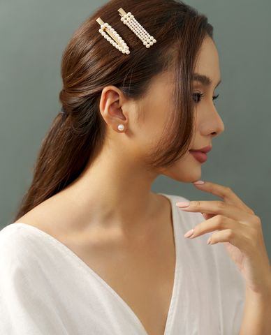  CECI - Pack 3 kẹp tóc nữ ngọc trai sang trọng 