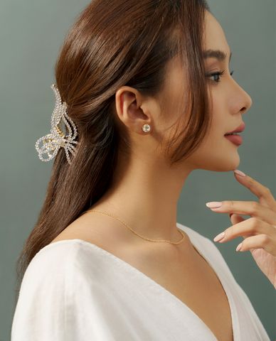  CECI - Kẹp tóc nữ hình chiếc nơ đính đá sang trọng 