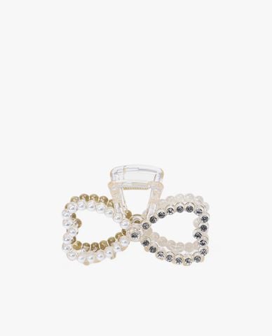  CECI - Kẹp tóc nữ hình chiếc nơ đính đá và hạt trai nổi bật 