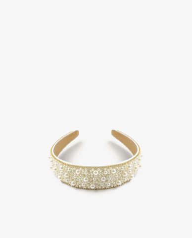  CECI - Băng đô vải nữ bản dày đính ngọc trai thanh lịch 